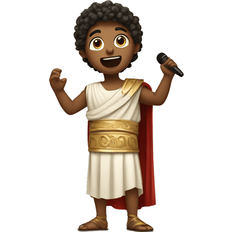 boy in a Ancient Greek costume singing, on stage  emoji