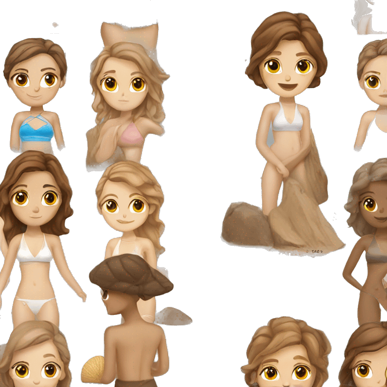 white girl with brown hair at beach  emoji