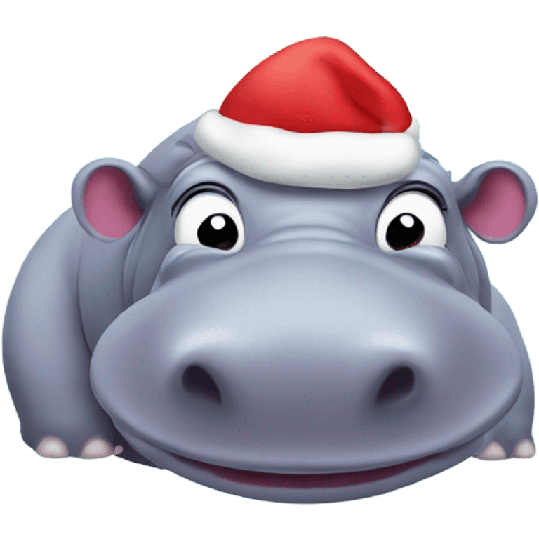 hippo with santa hat emoji