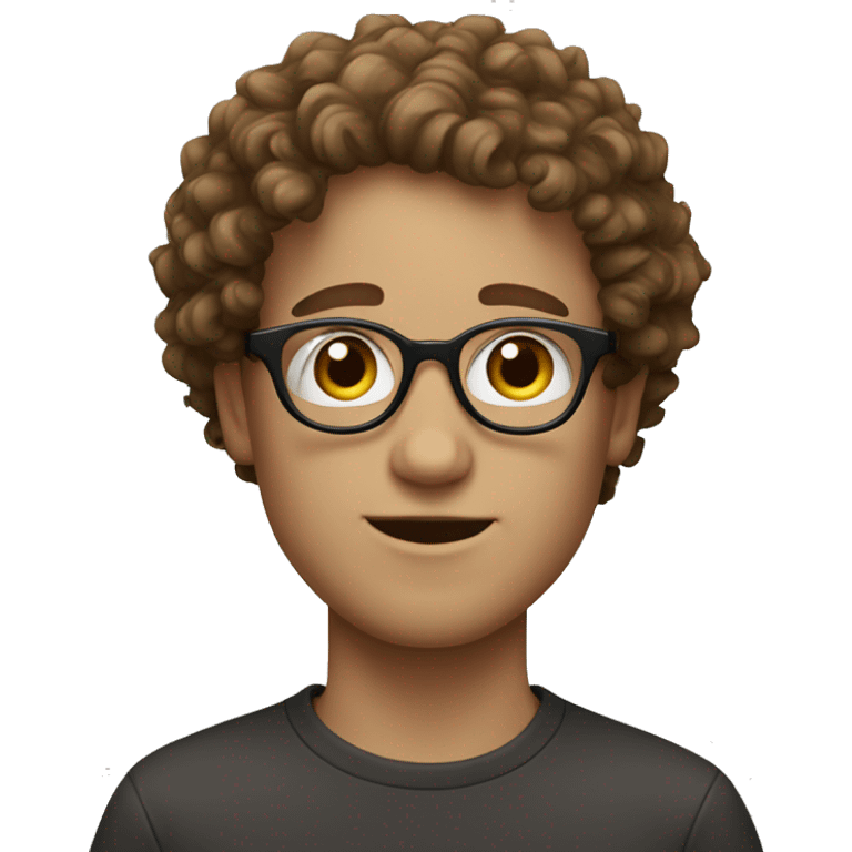 White boy, with brown curly hair, and big thin round glasses emoji