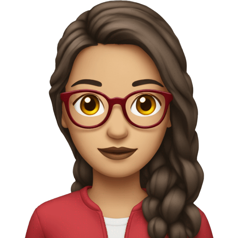 Red glasses brunette teenage girl emoji