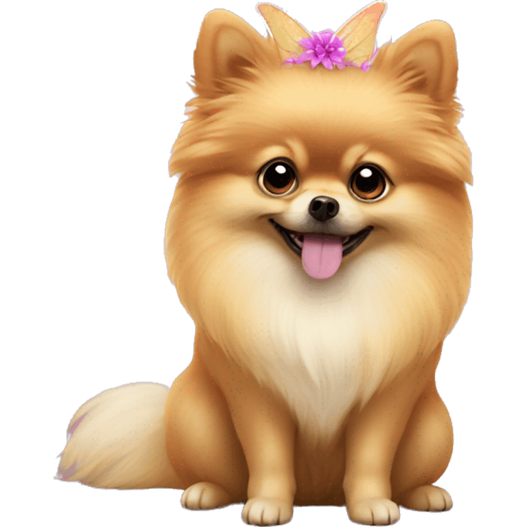 Pomeranian dressed as fairy emoji