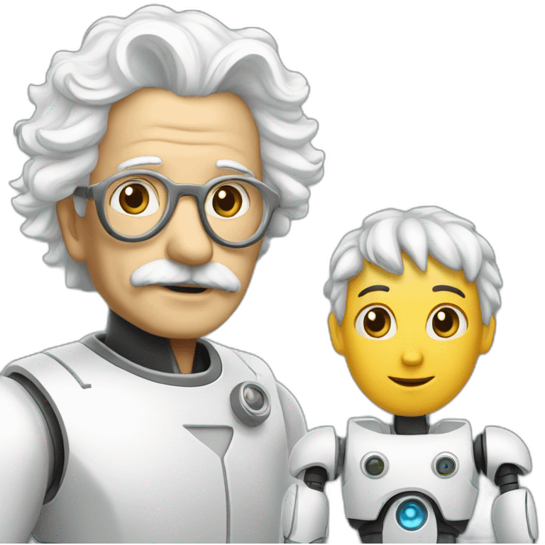 einsteint and a robot emoji