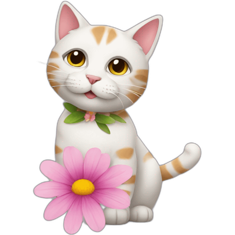 Cat with flower emoji