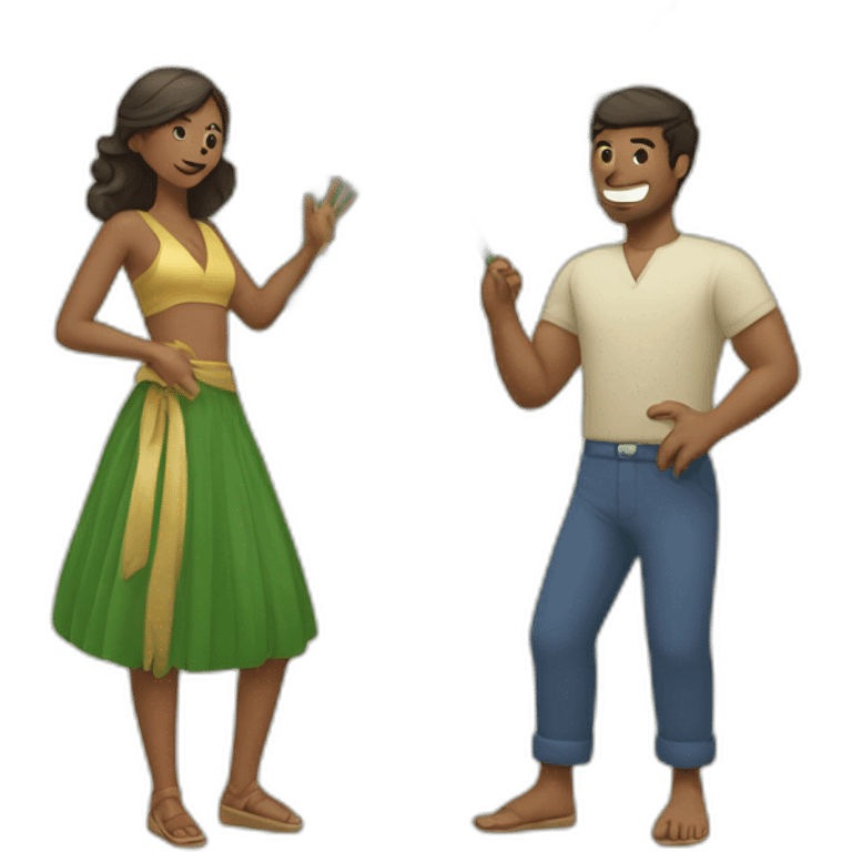 woman fanning a man with palm leaves emoji