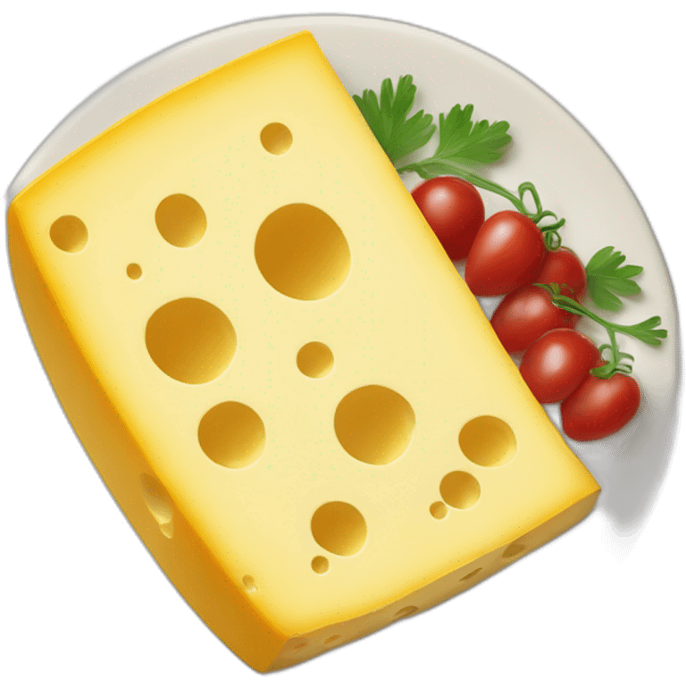 Emmentaler cheese on a plate emoji