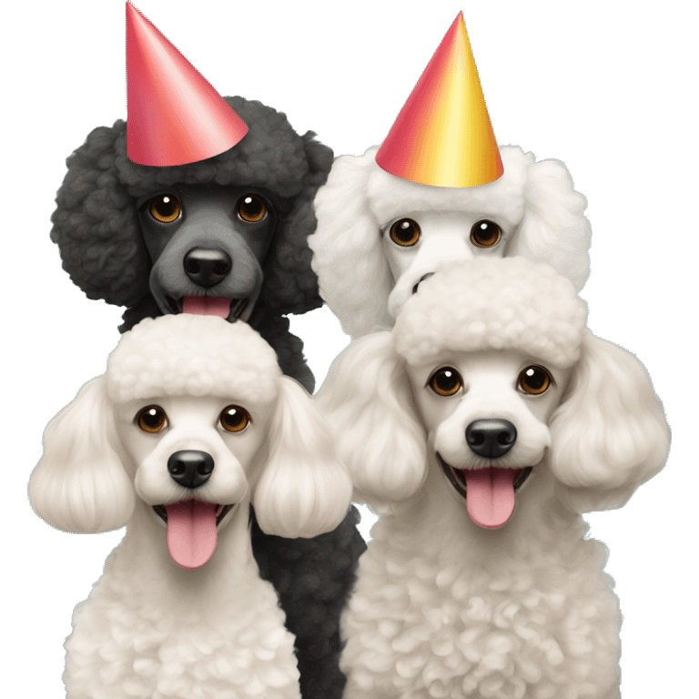 3 poodles in birthday hats c emoji