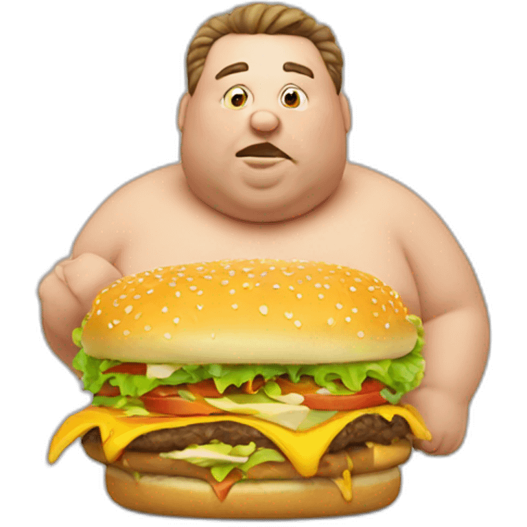 Fat guy eats cheeseburger emoji