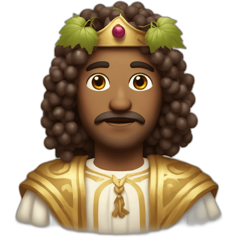 man with greek robe and long curly hair and a crown of grapes and no mustache emoji