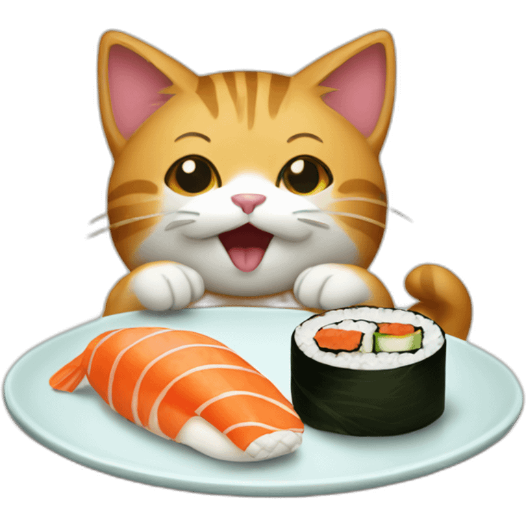 Cat eating sushi emoji