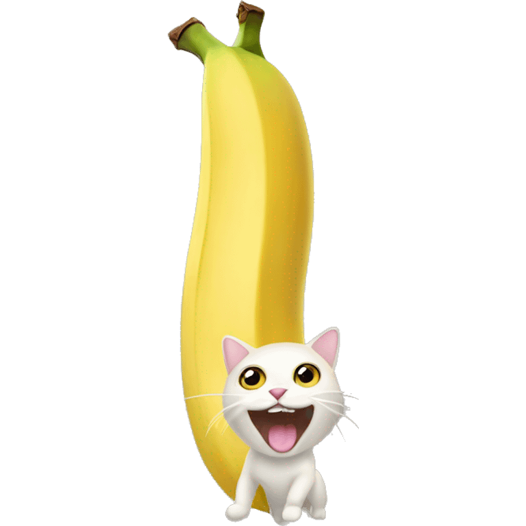 Meowing banana with cat ears tail emoji