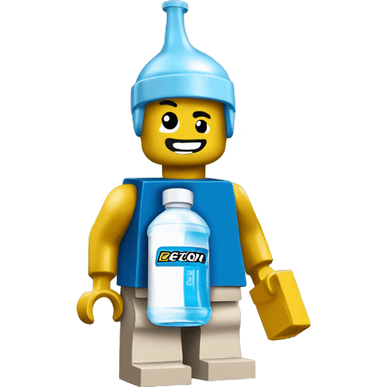 lego figurine with powerade bottle emoji