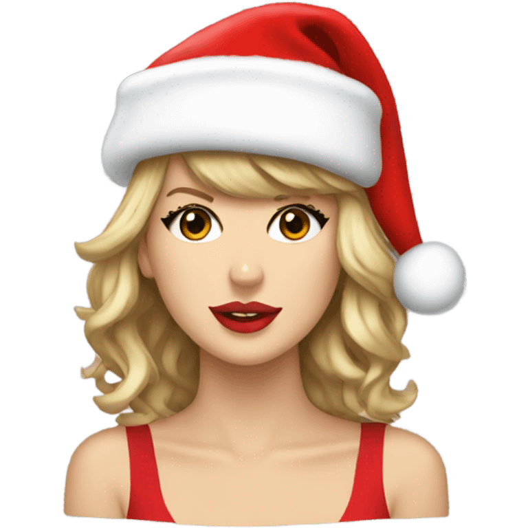 taylor swift with a christmas hat emoji