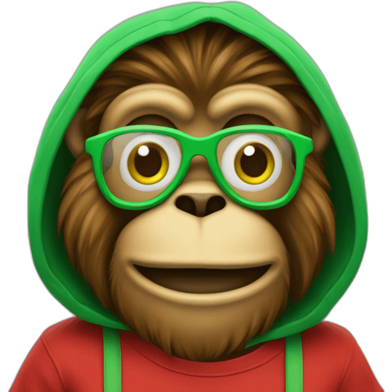 Un singe avec un t-shirt rouge et vert emoji