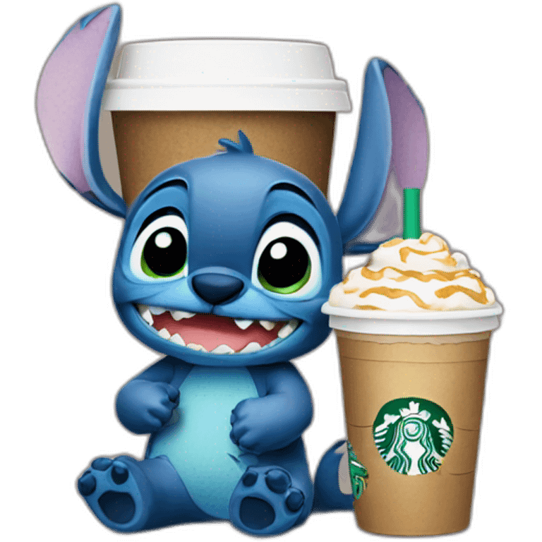 stitch drinking a starbucks emoji