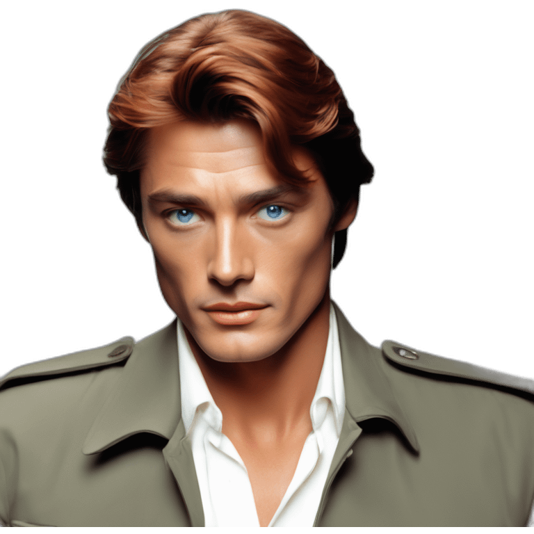 Alain Delon young police blue eyes short red hair emoji