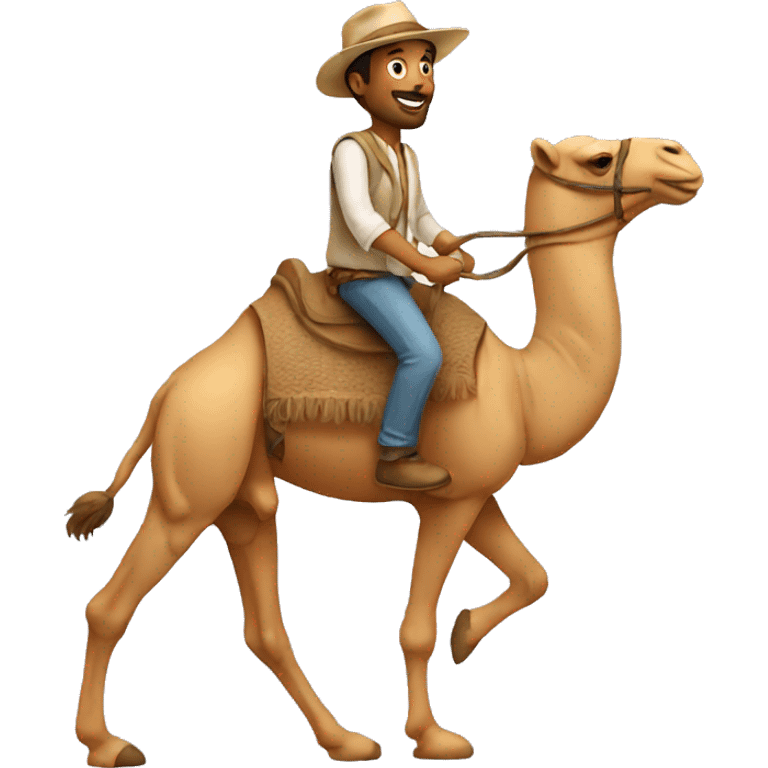 man rides camel emoji