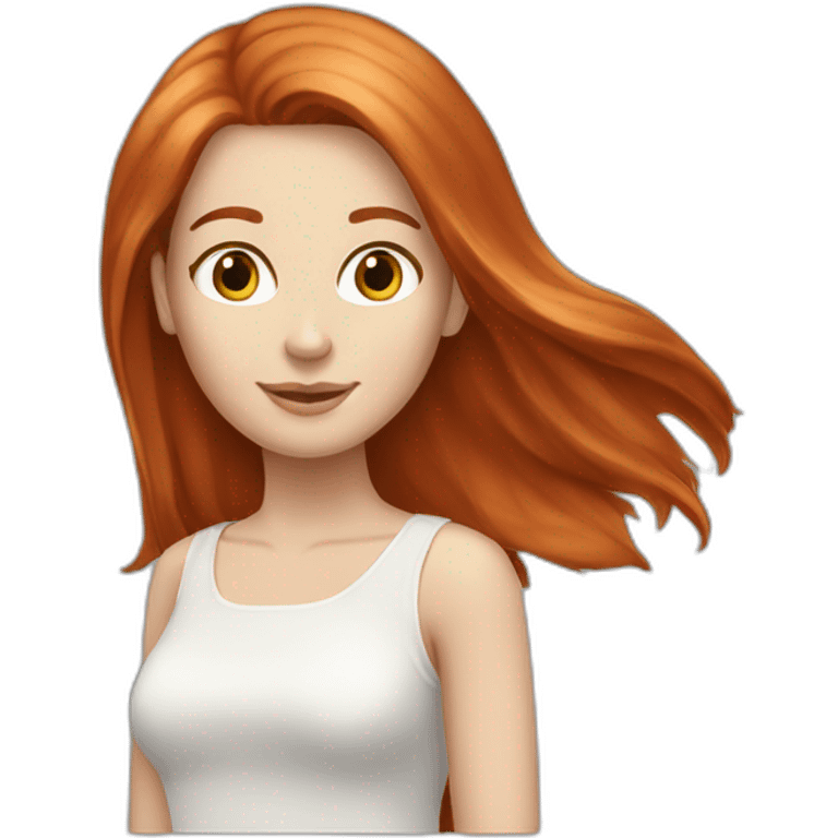 redhead white woman medium long straight hair, in love emoji