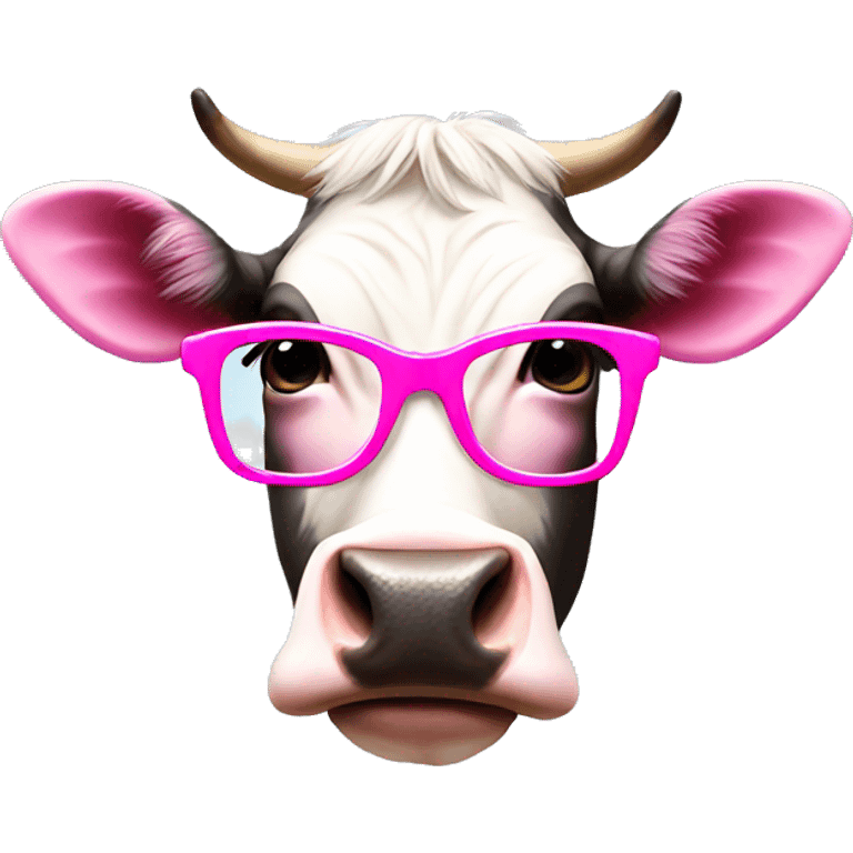 Cow wearing pink glasses emoji