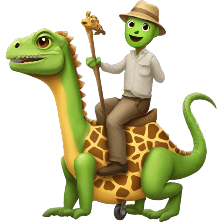 Iguana riding giraffe  emoji