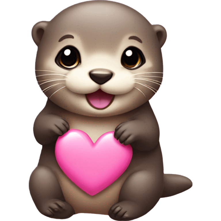 baby otter with a pink heart emoji