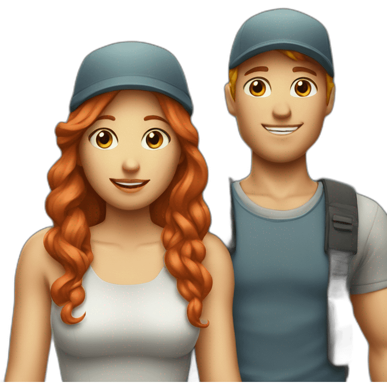 couple boy blond with cap and woman redhair emoji