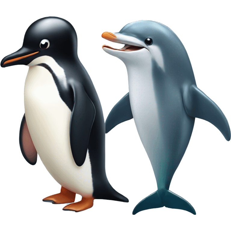 cute penguin and dolphin  emoji