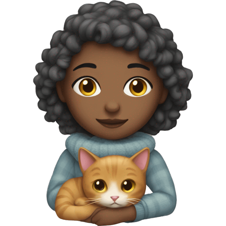 Girl with cat cozy  emoji