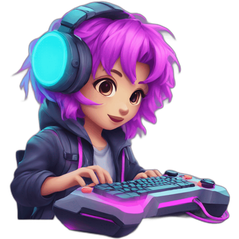 gamer setup neon cute emoji