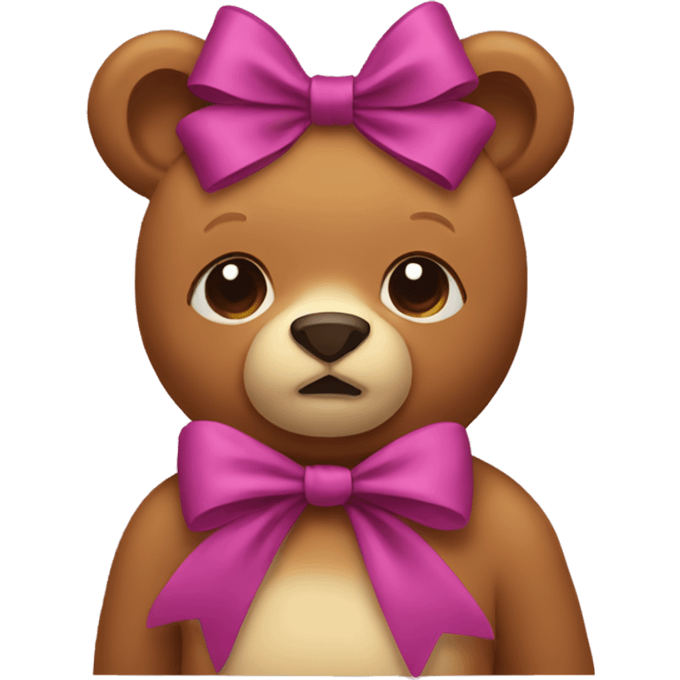 Bear wearing a cute bow emoji