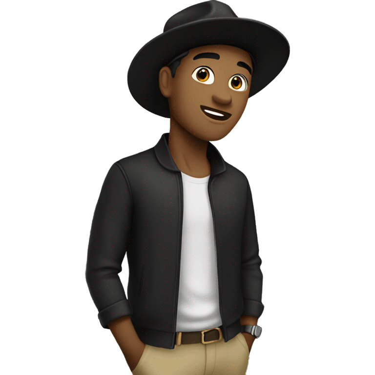 light skin guy in black hat outdoors emoji