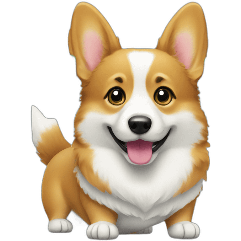 corgi with green smartphone emoji