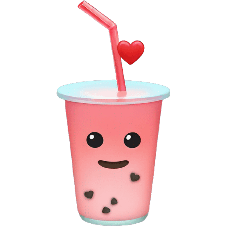 Boba drink with heart straw emoji