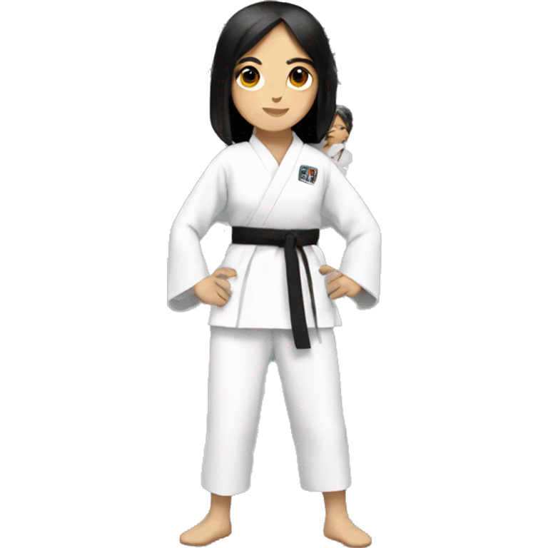 girl with black hair wearing a taekwondo dobok emoji