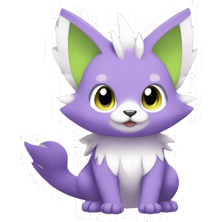 Cute cool purple white lime animal hybrid Fakemon full body emoji