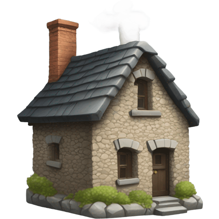 Stone cottage house with smoke coming out the chimney emoji