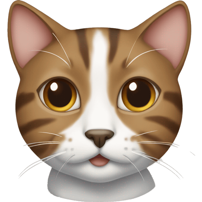 Brown and white cat with brown patch on lip emoji