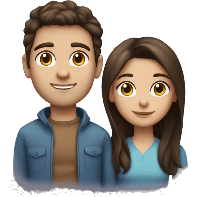 blue eyed brunette girl with brown eyed brunette boy emoji