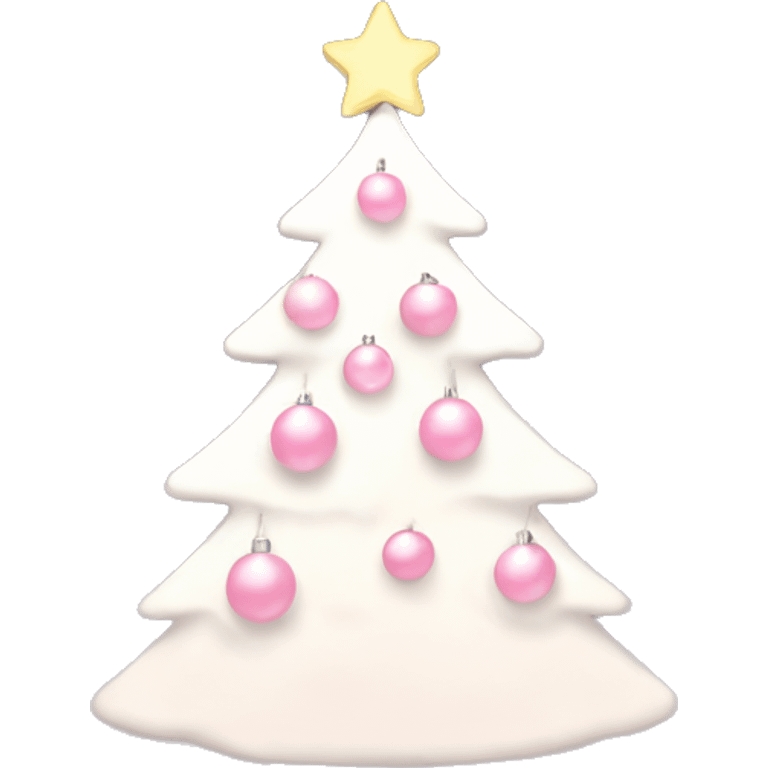 White Christmas tree with baby pink ornaments and lights emoji