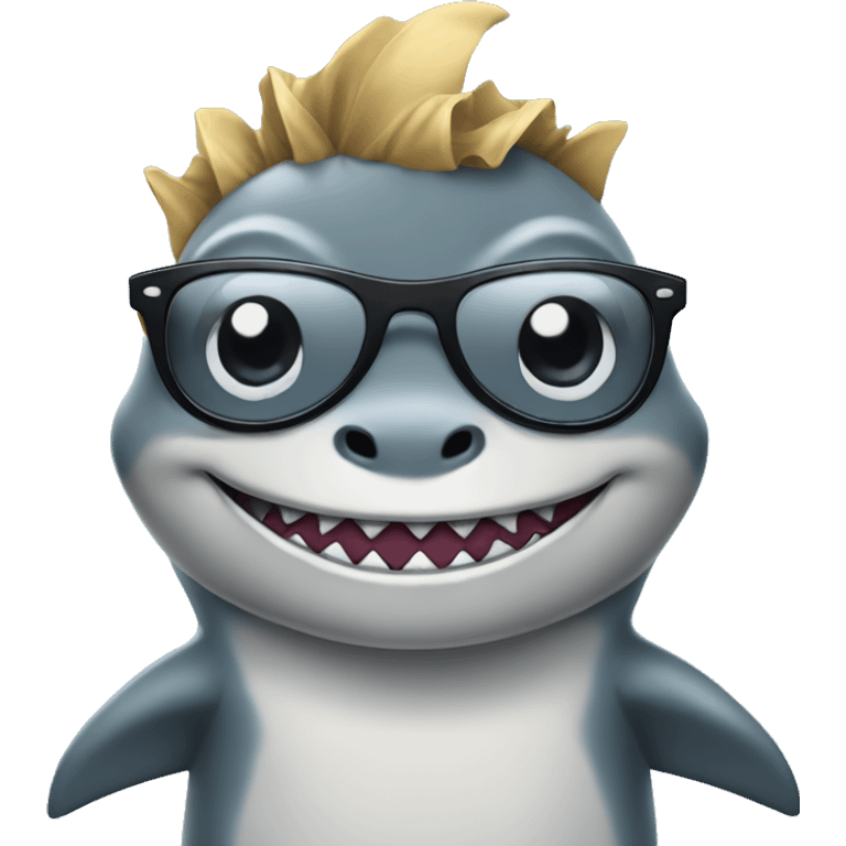 Shark wearing a tutu and glasses emoji