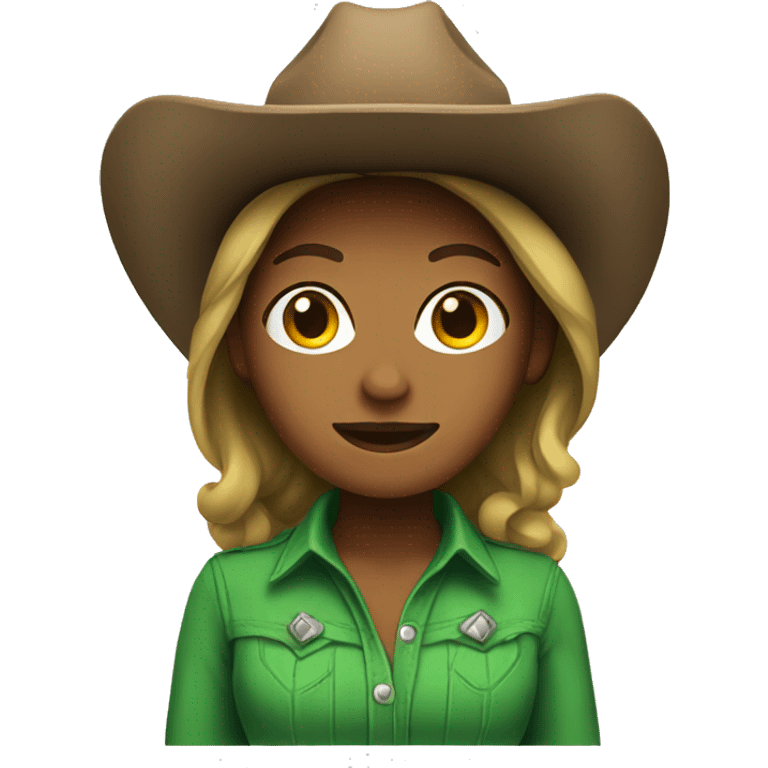 Cowgirl in green clothing emoji