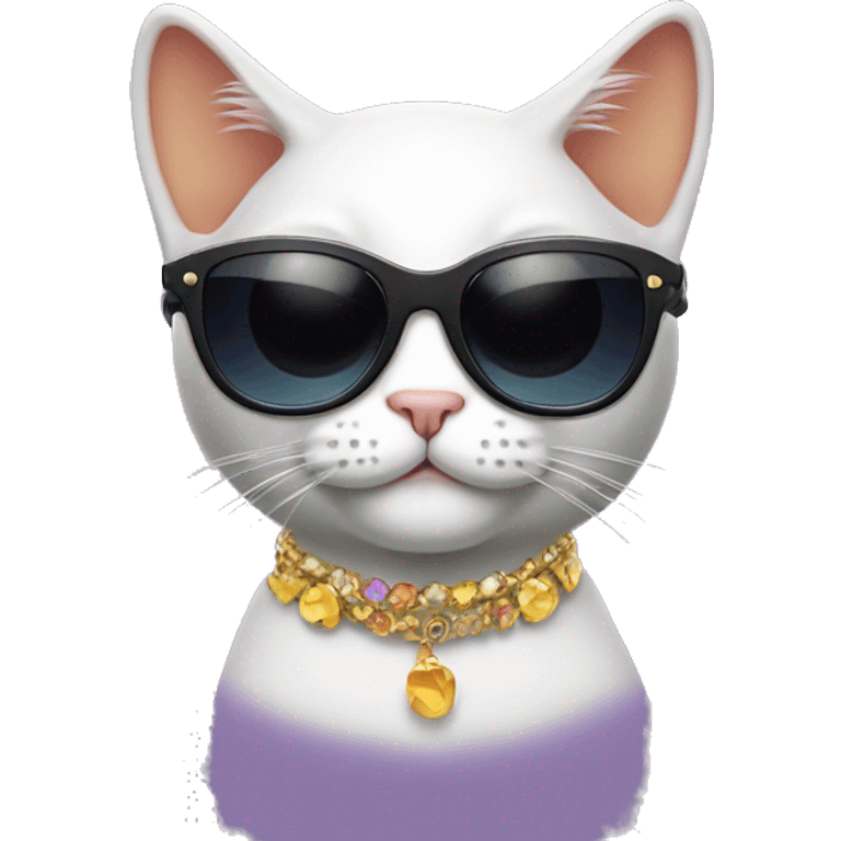 birthday cat with cool earrings and sunglasses emoji