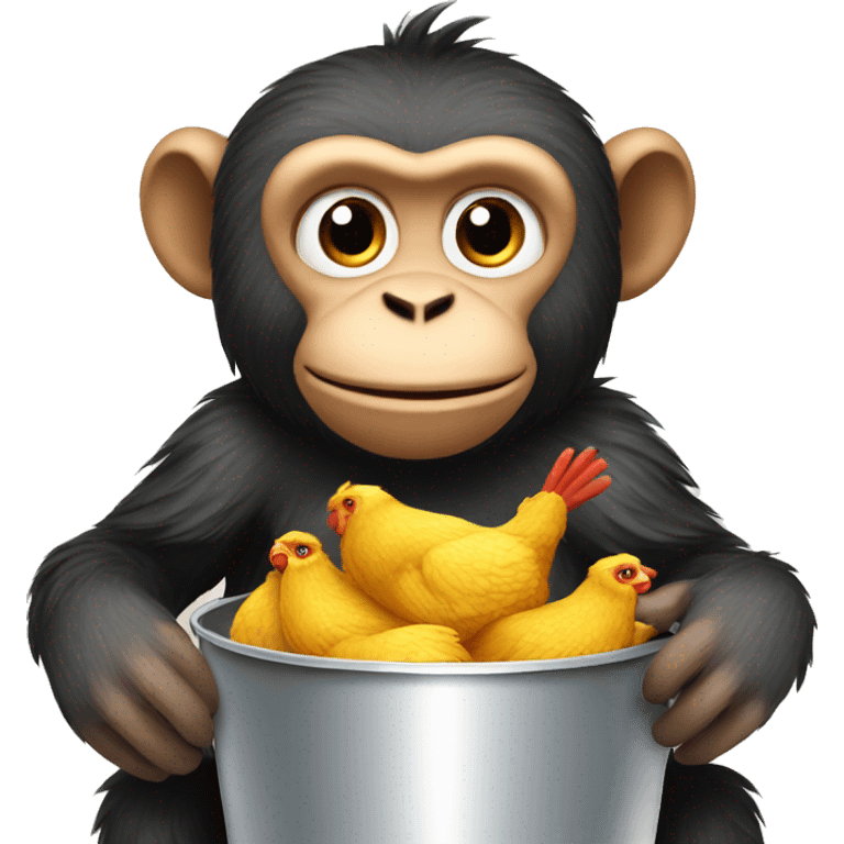 Monkey holding a bucket of chicken  emoji