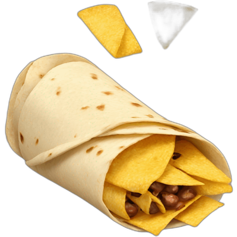 A burrito with tortilla chips emoji