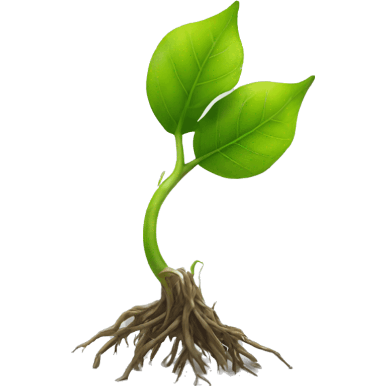 A leaf sprouting from a metal root and stem emoji