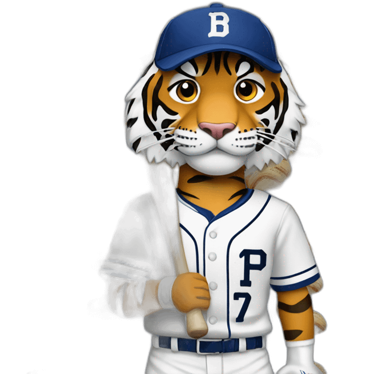 Tigre con camiseta de beisbol y la letra L emoji