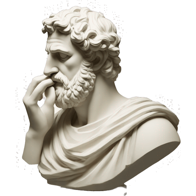 Ancient Greek King Odysseus Statue Thinking with Hand on Chin, Bust only, Off-white emoji