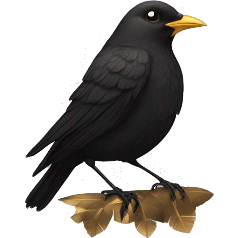 blackbird with golden feathers on the wing and chest emoji