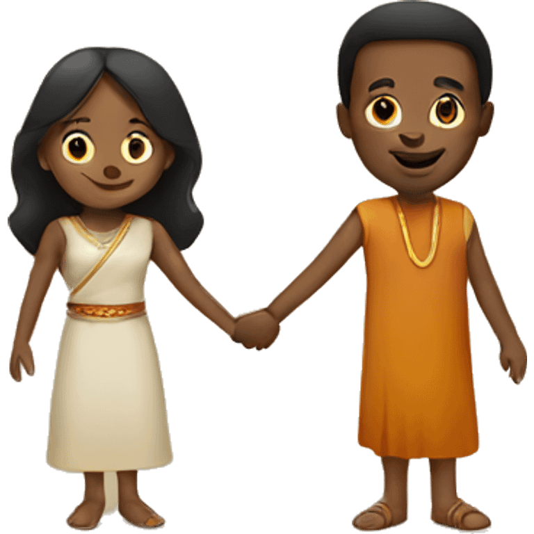 ethiopian guy holding hands with indian girl  emoji