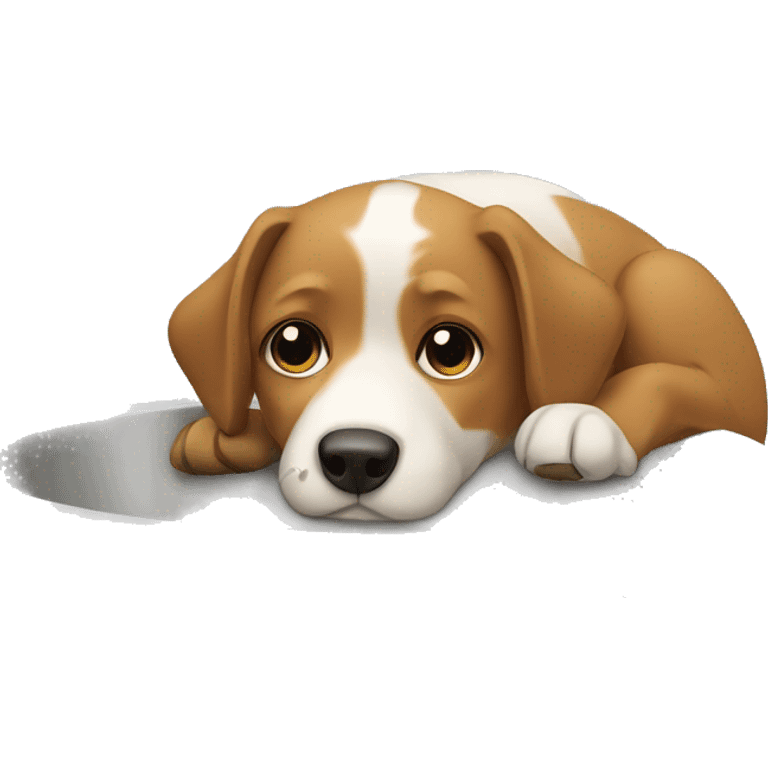 dog resting by pet bowl emoji